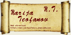 Marija Teofanov vizit kartica